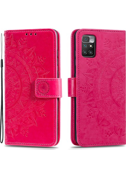 Xiaomi Için Redmi 10 4g (2021)/REDMI 10 2022 4g/redmi 10 Prime/redmi Not 11 4g (Mediatek) Basılı Mandala Çiçek Pu Deri Deri Cüzdan Stand Telefon Flip Kapak Kılıfı (Yurt Dışından)