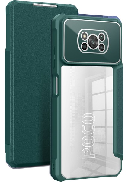Xiaomi Için Poco X3/poco X3 Pro/poco X3 Nfc Iş Stili Stand Kabuk Pu Deri+Tpu+Pc Kılıfı Manyetik Otomatik Kapalı Telefon Kapağı Kart Yuvası ile (Yurt Dışından)