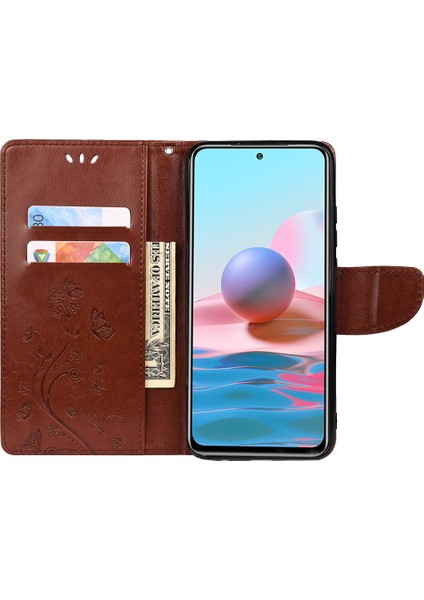 Basılı Kelebek Çiçek Deseni Pu Deri Manyetik Flip Kapak Standı Özellik Xiaomi Redmi Için Cüzdan Telefon Kılıfı Not 11 Pro 5g (Çin) (Mediatek)/not 11 Pro+ 5g-Brown (Yurt Dışından) fırsatları