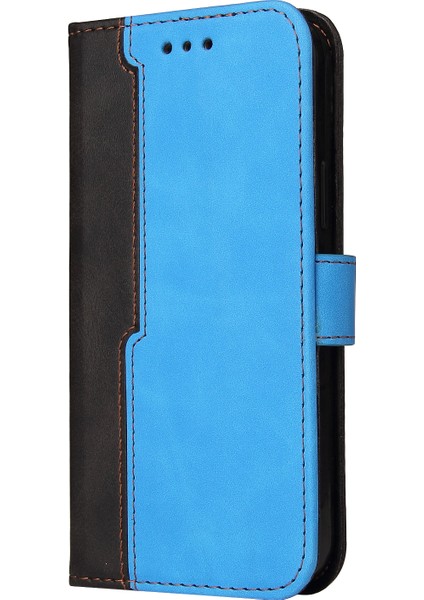 Iki Renkli Iş Tarzı Moda Pu Deri Flip Stant Standı Cüzdan Kapağı Xiaomi Poco X3 Nfc/poco X3/poco X3 Pro-Mavi/siyah (Yurt Dışından)