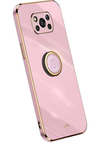 Xıaomı Poco X3/x3 Pro/x3 Nfc Için Xinli Arka Kabuk, Yüzük Kickstand Case Elektrokaplatma Altın Kenar Yumuşak Tpu Kapak-Moral (Yurt Dışından)