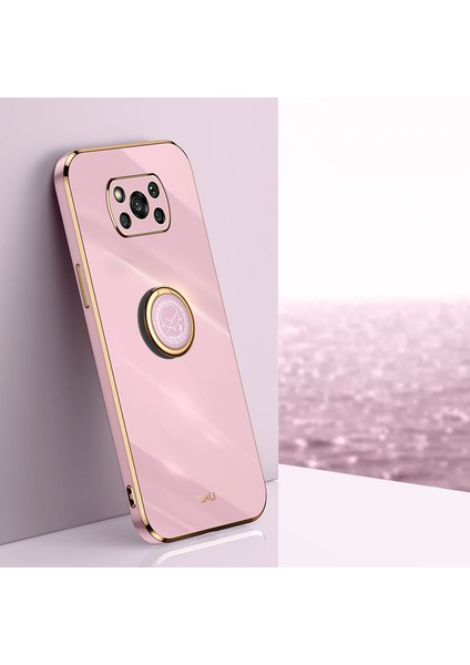 Xıaomı Poco X3/x3 Pro/x3 Nfc Için Xinli Arka Kabuk, Yüzük Kickstand Case Elektrokaplatma Altın Kenar Yumuşak Tpu Kapak-Moral (Yurt Dışından)