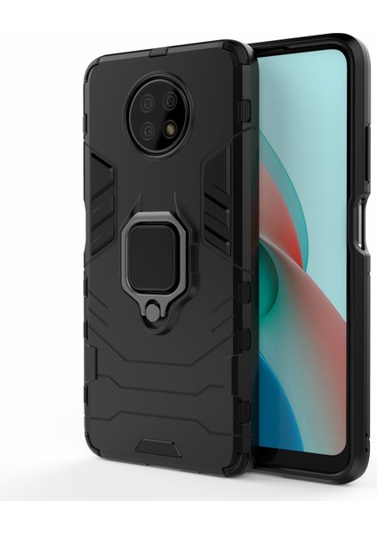 Pc+Tpu Hibrit Kabuk Parmak Yüzük Tutucu Xiaomi Redmi Için Kickstand Case Note 9 5g/redmi Not 9t 5g-Black (Yurt Dışından)