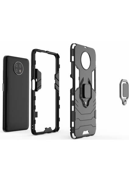 Pc+Tpu Hibrit Kabuk Parmak Yüzük Tutucu Xiaomi Redmi Için Kickstand Case Note 9 5g/redmi Not 9t 5g-Black (Yurt Dışından)