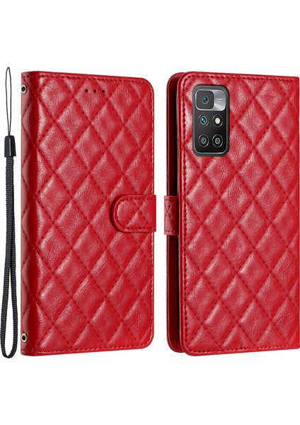 Xiaomi Için Redmi 10 4g (2021)/REDMI 10 2022 4g/redmi 10 Prime/note 11 4g (Mediatek) Cüzdan Kılıfı Deri Telefon Kapak-Kırmızısı (Yurt Dışından)