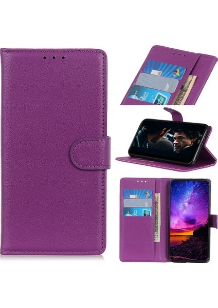 Xiaomi Redmi Için 9 Cep Telefonu Çantası Kasası Litchi Cilt Manyetik Şık Deri Kabuk-Mor (Yurt Dışından)