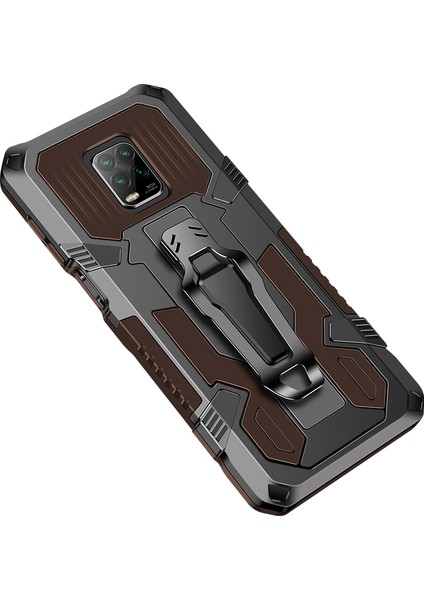 Xiaomi Redmi Için Plastik+Tpu Hibrid Kickstand Kapak Kılıfı Not 9s/redmi Note 9 Pro/redmi Note 9 Pro Max-Coffee (Yurt Dışından)