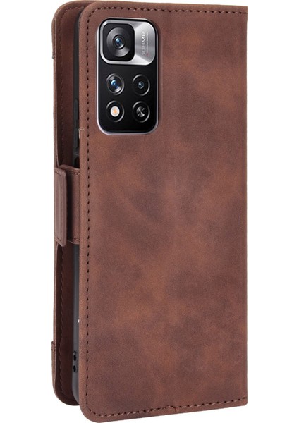 Manyetik Kapanma Çizilmeye Dayanıklı Kasa Çoklu Kart Yuvası Tasarımı Pu Deri Telefon Kapağı Xiaomi Redmi Not 11 Pro+ 5g/redmi Note 11 Pro 5g (Çin) (Mediatek) -Brown (Yurt Dışından) modelleri