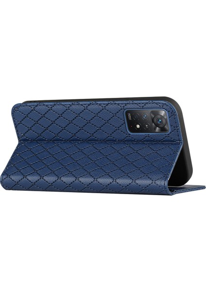 Xiaomi Redmi Için Note 12 Pro 4g/11 Pro 4g (Mediatek)/note 11 Pro 5g (Qualcomm)/note 11 Pro+ 5g Rhombus Desen Litchi Dokusu Manyetik Pu Deri Cüzdan Kılıf Mavisi (Yurt Dışından) fırsatları