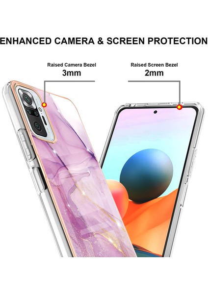 Imd Elektrokaplatma Yumuşak Dokunma Anti-Çizelge Anti-Çizelge Mermer Desen Telefon Geri Kılıf Xiaomi Redmi Note 10 Pro 4g (Hindistan)/(Global)/note 10 Pro Max-Purple (Yurt Dışından)