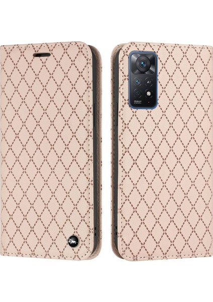 Xiaomi Redmi Için Note 12 Pro 4g/11 Pro 4g (Mediatek)/note 11 Pro 5g (Qualcomm)/note 11 Pro+ 5g Rhombus Desen Litchi Dokusu Manyetik Pu Deri Cüzdan Kılıf Sarı (Yurt Dışından)
