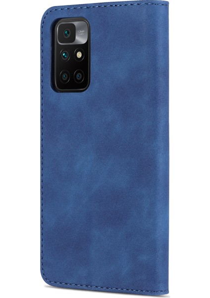 Deri Cüzdan Stand Telefon Kılıfı Flip Kart Yuvaları Xiaomi Için Tam Telefon Kabuğu Korunmalı 10 4g (2021)/REDMI 10 2022 4g/redmi Not 11 4g (Mediatek)/redmi 10 Prime-Blue (Yurt Dışından) modelleri