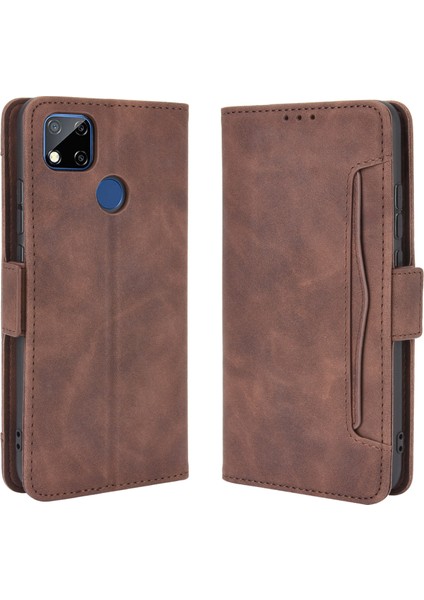 Pu Deri Cüzdan Stand Kapak Kılıfı Xiaomi Redmi 9 (Hindistan)/xiaomi Redmi 9c/redmi 9c Nfc/redmi 10A-BROWN (Yurt Dışından) modelleri