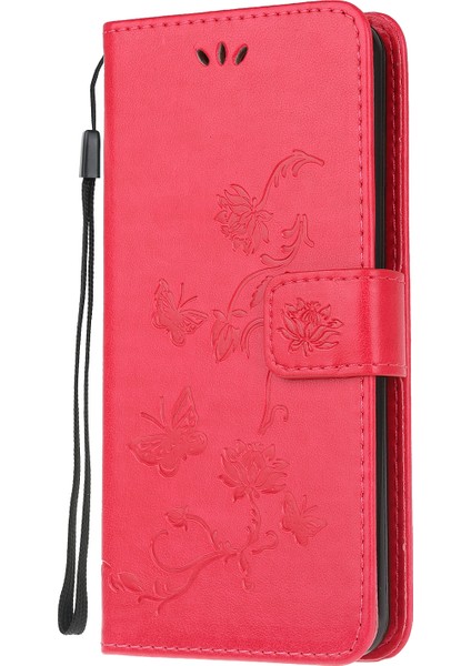 Baskı Kelebek Çiçekler Tasarım Deri Cüzdan Telefon Kapağı Xiaomi Poco M3-Red Için (Yurt Dışından)