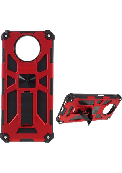 Manyetik Metal Sac Tasarım Zırh Pc Tpu Combo Xiaomi Poco X3/poco X3 Pro/poco X3 Nfc-Red Için Kickstand ile Şok Geçirmez Telefon Kılıfı (Yurt Dışından)
