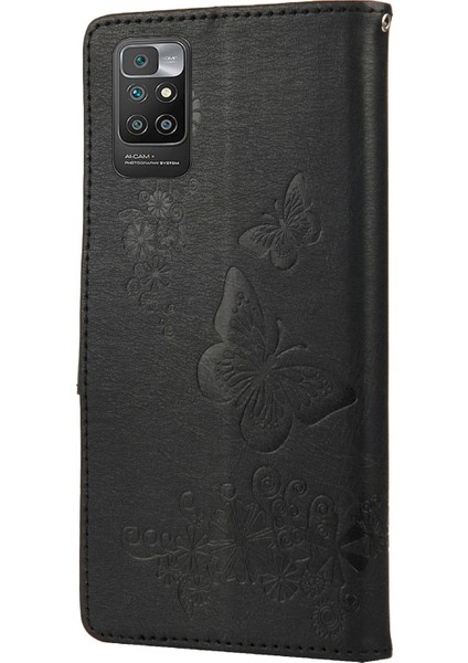 Deri Cüzdan Kasası, Xiaomi Redmi 10 Prime/redmi 10-Black Için Stand ile Kelebek Çiçek Telefon Kılıfı (Yurt Dışından) modelleri