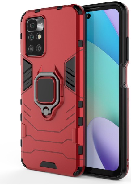 Xiaomi Redmi 10 4g (2021)/REDMI 10 2022 4g/redmi Not 11 4g (Mediatek) Yüzük Tutucu Kickstand Şok Geçirmez Tpu+Sert Pc Telefon Kapak-Kırmızı (Yurt Dışından) fiyatları