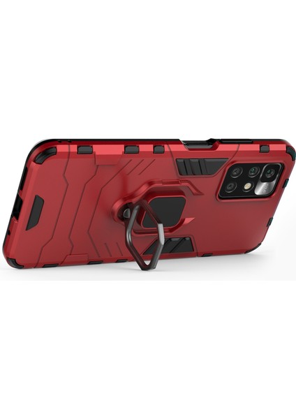 Xiaomi Redmi 10 4g (2021)/REDMI 10 2022 4g/redmi Not 11 4g (Mediatek) Yüzük Tutucu Kickstand Şok Geçirmez Tpu+Sert Pc Telefon Kapak-Kırmızı (Yurt Dışından) modelleri