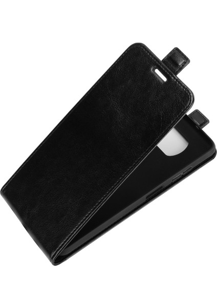 Xiaomi Poco X3/poco X3 Nfc-Black Için Çılgın At Yüzeyi Dikey Flip Cüzdan Telefon Deri Kılıf (Yurt Dışından)