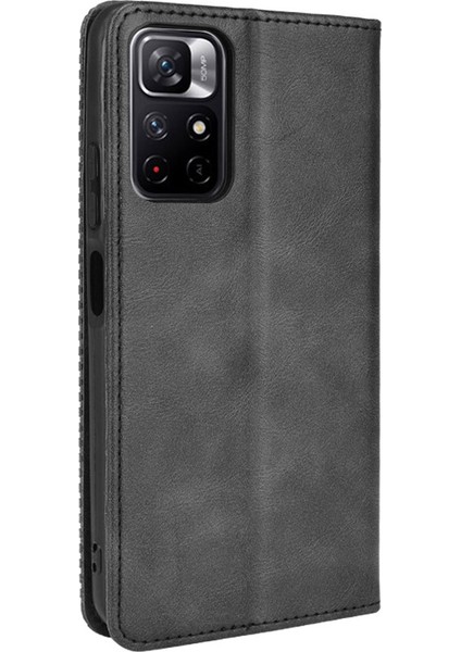 Mozaik Sınır Deseni Birleştirme Deri Cüzdan Standı Xiaomi Için Manyetik Toka Telefon Kabuğu Kasası Not 11 5g (Çin) (Mediatek)/not 11T 5g/not 11S 5g-Black (Yurt Dışından) modelleri