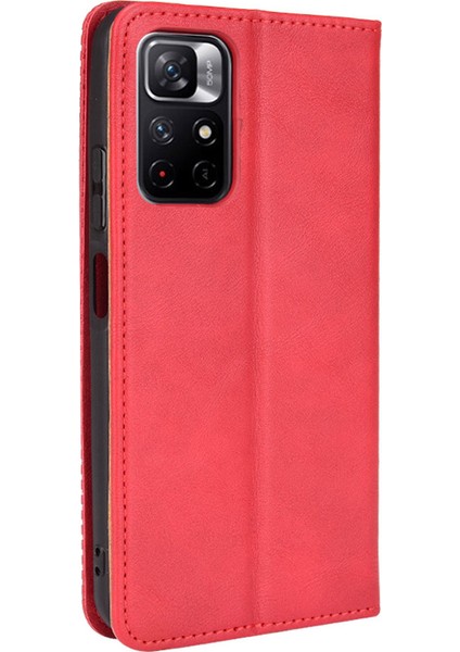 Mozaik Sınır Deseni Birleştirme Deri Cüzdan Standı Xiaomi Için Manyetik Toka Telefon Kabuğu Kılıfı Not 11 5g (Çin) (Mediatek)/not 11T 5g/not 11S 5g-Red (Yurt Dışından) modelleri