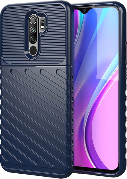 Thunder Serisi Twill Texture Yumuşak Tpu Telefon Kılıfı Xiaomi Redmi 9-Blue (Yurt Dışından)