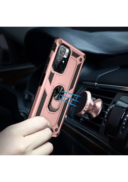Yüzük Kickstand Fonksiyon Anti-Çizgi Şok Geçirmez Sabit Pc Yumuşak Tpu Koruyucu Koruyucu Koruyucu Koruyucu Kılıf Not 11 5g (Çin) (Mediatek)/redmi Not 11T 5g/not 11S 5g-Rose Gold (Yurt Dışından) fırsatları