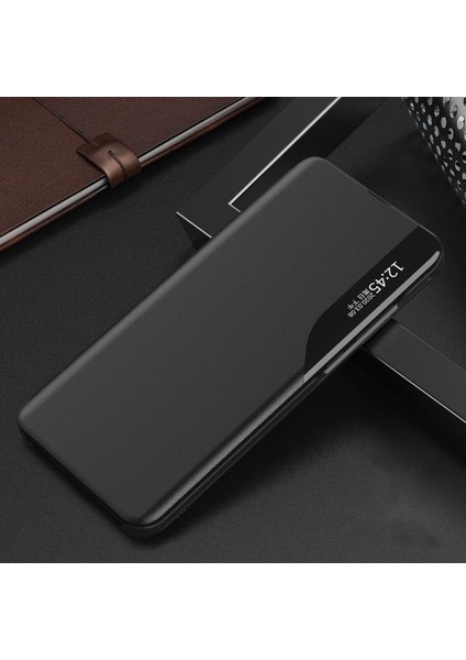 Pu Deri Telefon Kapağı Xiaomi Için Poco X3/poco X3 Nfc Görünüm Pencere Deri Stand Kılıf Black (Yurt Dışından)