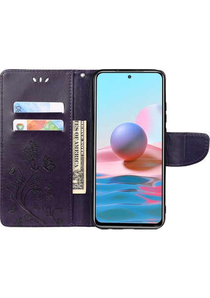 Basılı Kelebek Çiçek Deseni Pu Deri Manyetik Flip Kapak Standı Özellik Xiaomi Redmi Için Cüzdan Telefon Kılıfı Not 11 Pro 5g (Çin) (Mediatek)/not 11 Pro+ 5g-Purple (Yurt Dışından) fırsatları