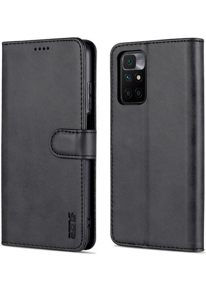 Deri Cüzdan Stand Telefon Kılıfı Flip Kart Yuvaları Xiaomi Redmi Için Tam Telefon Kabuğu Korunmalı 10 4g (2021)/REDMI 10 2022 4g/redmi Not 11 4g (Mediatek)/redmi 10 Prime-Black (Yurt Dışından)