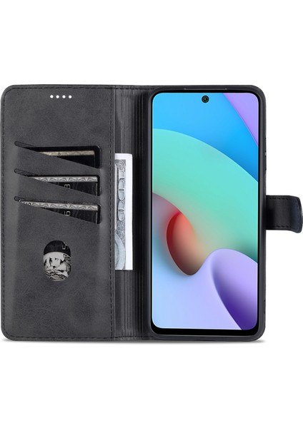 Deri Cüzdan Stand Telefon Kılıfı Flip Kart Yuvaları Xiaomi Redmi Için Tam Telefon Kabuğu Korunmalı 10 4g (2021)/REDMI 10 2022 4g/redmi Not 11 4g (Mediatek)/redmi 10 Prime-Black (Yurt Dışından) fırsatları