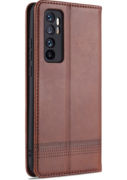Otomatik Emilen Pu Deri+Tpu Cüzdan Stand Telefon Kapak Kılıfı Xiaomi Mi Note 10 Lite-Coffee (Yurt Dışından)