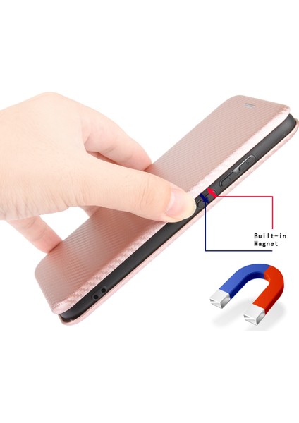 Karbon Fiber Otomatik Absorbed Deri Stand Cep Telefonu Kılıfı Xiaomi Redmi 9-Rose Altın (Yurt Dışından) fiyatları