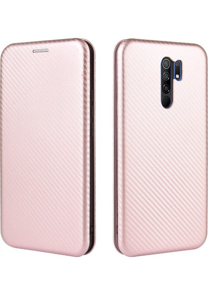 Karbon Fiber Otomatik Absorbed Deri Stand Cep Telefonu Kılıfı Xiaomi Redmi 9-Rose Altın (Yurt Dışından) fırsatları
