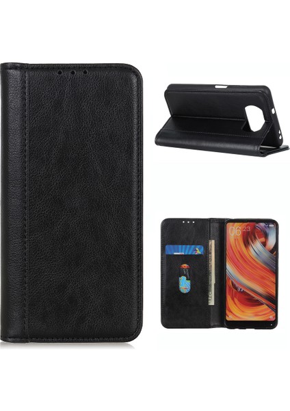 Xiaomi Için Poco X3 Nfc/poco X3 Telefon Kılıfı Pu Deri Telefon Kapağı Damla Geçirmez Litchi Doku Koruyucu Stand Cüzdan Black (Yurt Dışından)