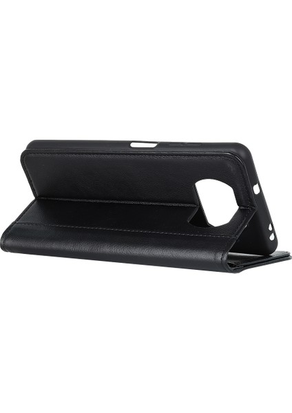 Xiaomi Için Poco X3 Nfc/poco X3 Telefon Kılıfı Pu Deri Telefon Kapağı Damla Geçirmez Litchi Doku Koruyucu Stand Cüzdan Black (Yurt Dışından)