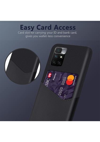 Kumaş Doku Pu Deri+Pc Kart Yuvası Hibrit Telefon Kılıfı Koruyucu Kabuk Xiaomi Redmi Not 11 4g (Mediatek)/10 4g (2021)/10 2022 4g-Black (Yurt Dışından) fiyatları