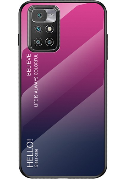 Temperli Cam+Tpu Çerçeve Ince Işık Koruyucu Hibrit Kapak Kılıfı Xiaomi Redmi 10 4g (2021)/10 2022 4g/not 11 4g (Mediatek) -Purple Mavi (Yurt Dışından)