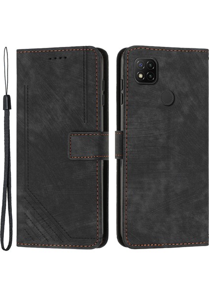 Xiaomi Poco C31/REDMI 10A/9C/9C Nfc Çizgileri Için Telefon Kılıfı Deri Cüzdan Standı Damla Geçirmez Kapak-Siyah (Yurt Dışından)