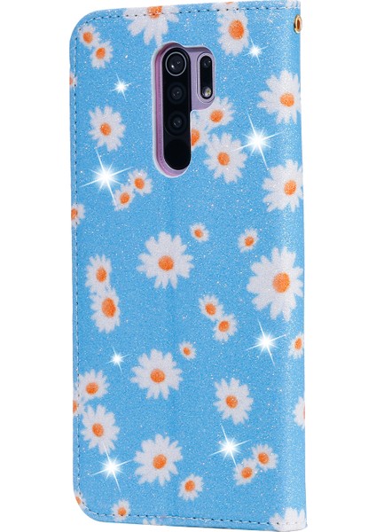 Daisy Desen Flash Toz Kart Tutucu Xiaomi Redmi Için Deri Telefon Kılıfı 9 Blue (Yurt Dışından) fırsatları
