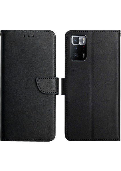 Nappa Doku Orijinal Deri Kılıfı Tam Koruma Telefon Kapağı Cüzdan Standı Xiaomi Redmi Note 10 Pro (Çin)/poco X3 Gt 5g-Black (Yurt Dışından)