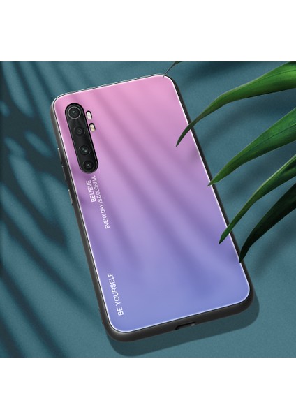 Gradyan Renk Koruması Temperli Cam+Pc+Tpu Hibrit Kılıf Xiaomi Mi Note 10 Lite-Pink/mavi (Yurt Dışından)