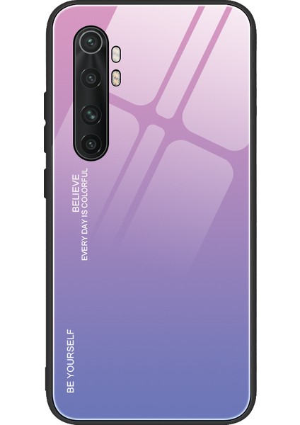 Gradyan Renk Koruması Temperli Cam+Pc+Tpu Hibrit Kılıf Xiaomi Mi Note 10 Lite-Pink/mavi (Yurt Dışından)