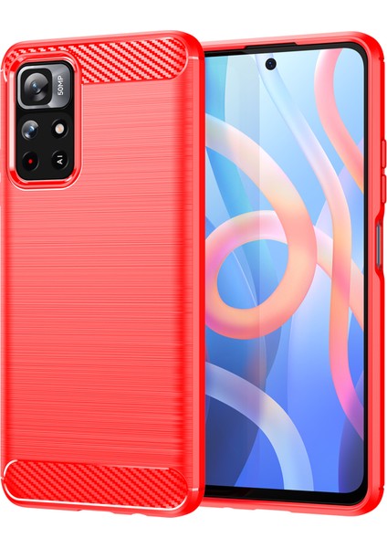 1.8mm Anti-Fall Iyi Korumalı Karbon Fiber Fırçalanmış Doku Tpu Xiaomi Redmi Için Not 11 5g (Çin) (Mediatek)/redmi Not 11T 5g/not 11S 5g-Kırmızı (Yurt Dışından)
