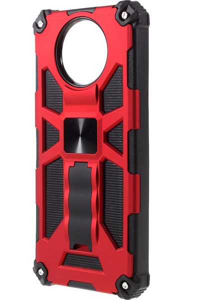 Manyetik Metal Sac Tasarım Zırh Pc Tpu Combo Xiaomi Poco X3/poco X3 Pro/poco X3 Nfc-Red Için Kickstand ile Şok Geçirmez Telefon Kılıfı (Yurt Dışından)