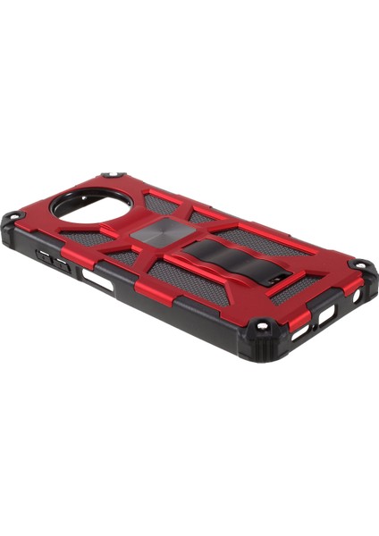 Manyetik Metal Sac Tasarım Zırh Pc Tpu Combo Xiaomi Poco X3/poco X3 Pro/poco X3 Nfc-Red Için Kickstand ile Şok Geçirmez Telefon Kılıfı (Yurt Dışından)