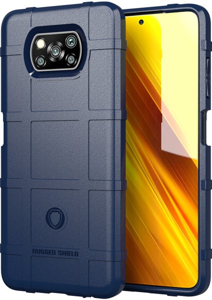 Tpu Kapak Şoku Dirençli Kare Izgara Doku Telefonu Xiaomi Için Poco X3 Nfc/xiaomi Poco X3-Mavi (Yurt Dışından)