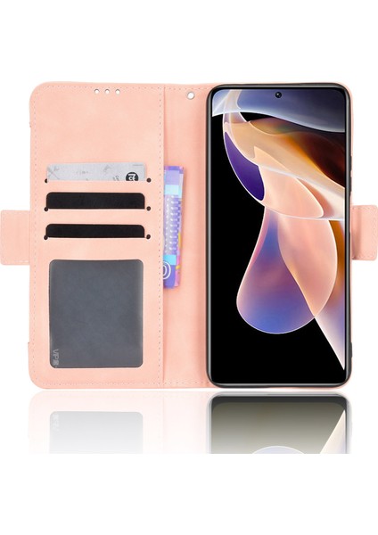 Manyetik Kapanma Çekmeye Dayanıklı Kılıf Çok Kart Yuvası Tasarım Pu Deri Telefon Kapağı Xiaomi Redmi Note 11 Pro+ 5g/redmi Note 11 Pro 5g (Çin) (Mediatek) -Pink (Yurt Dışından) fırsatları