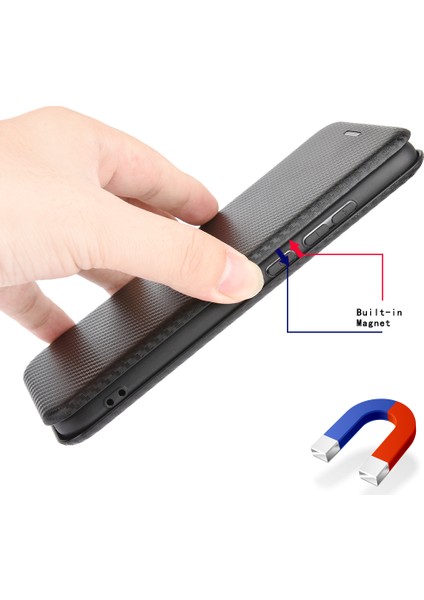 Karbon Fiber Oto-Emilen Deri Standı Cep Telefonu Kılıfı Xiaomi Redmi 9-Black (Yurt Dışından) fiyatları