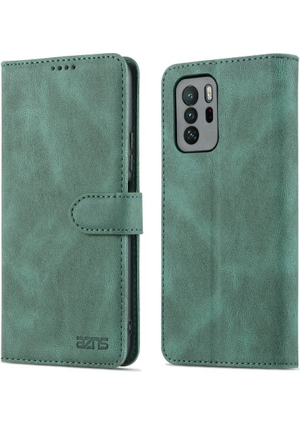Shockroof Anti-Drop Cüzdan Tasarım Telefon Kılıfı Flip Telefon Kapağı Stand ile Xiaomi Redmi Note 10 Pro 5g/poco X3 Gt-Green (Yurt Dışından)